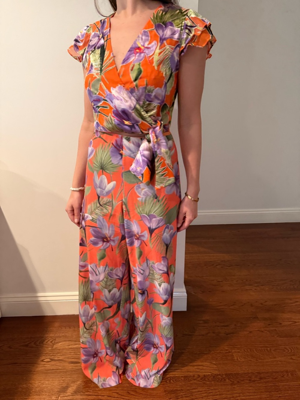 Alice + Olivia Orange Wrap Floral top and pant